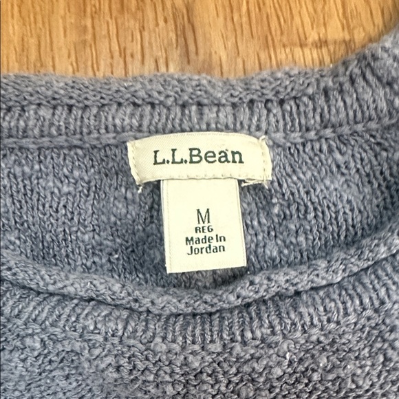 L.L. Bean Women’s Blue 100% Cotton Textured Roll Nexk Crewneck Sweater - Picture 2 of 7